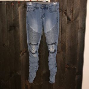 Blue ripped jeans